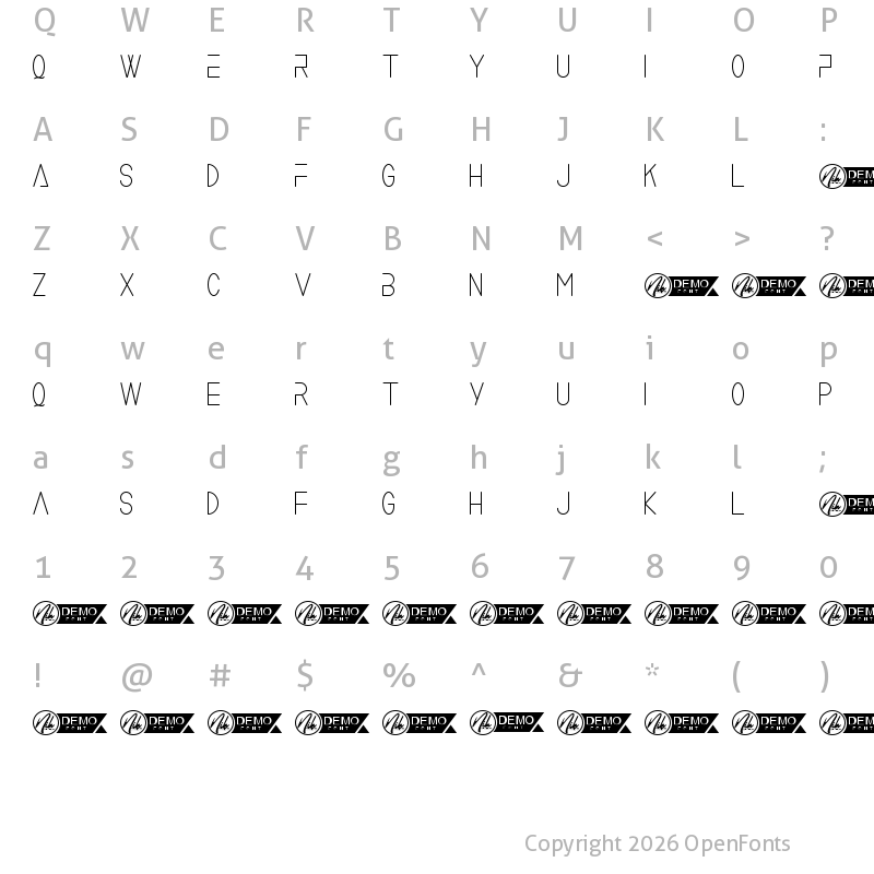 Character Map of Equals Demo Regular