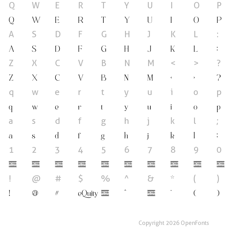 Character Map of eQuity Personal Use Regular