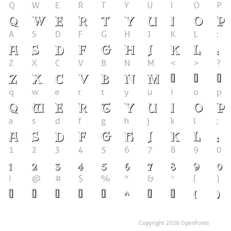Character Map of Erbar Initialen Shadow Shadow