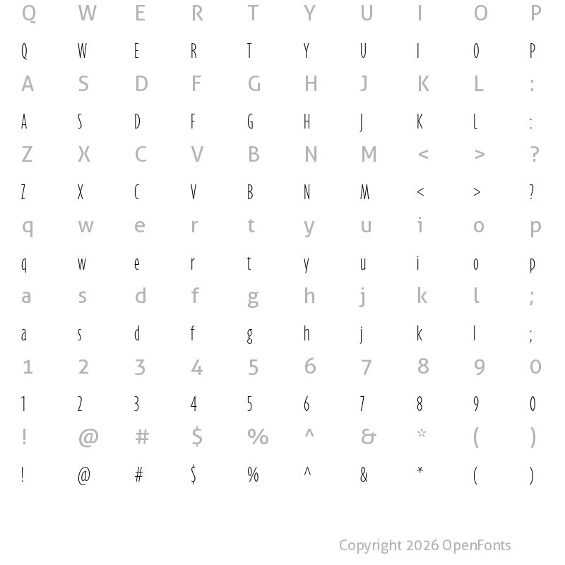 Character Map of Eric Machat Headline Thin