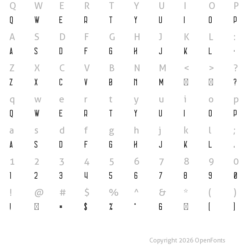 Character Map of Errorist Textured