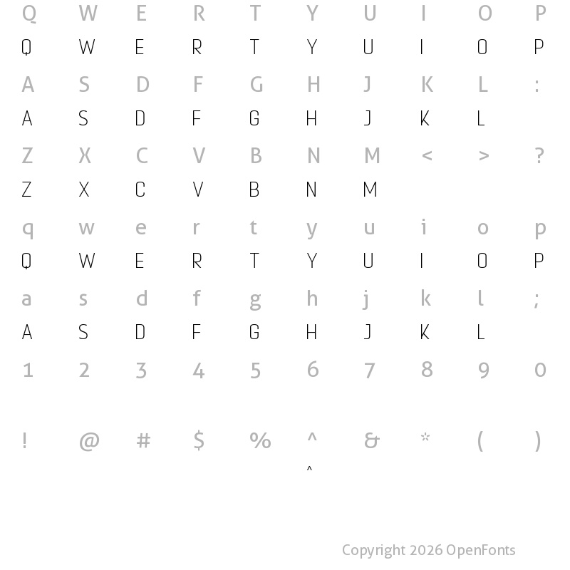 Character Map of Escopedia Thin