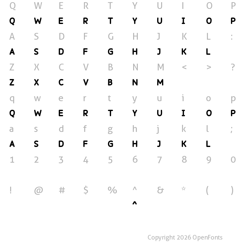 Character Map of Espresso Regular