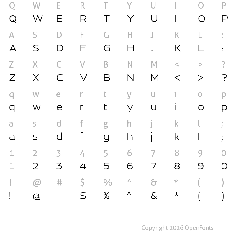 Character Map of Esqadero FF CY 4F Regular