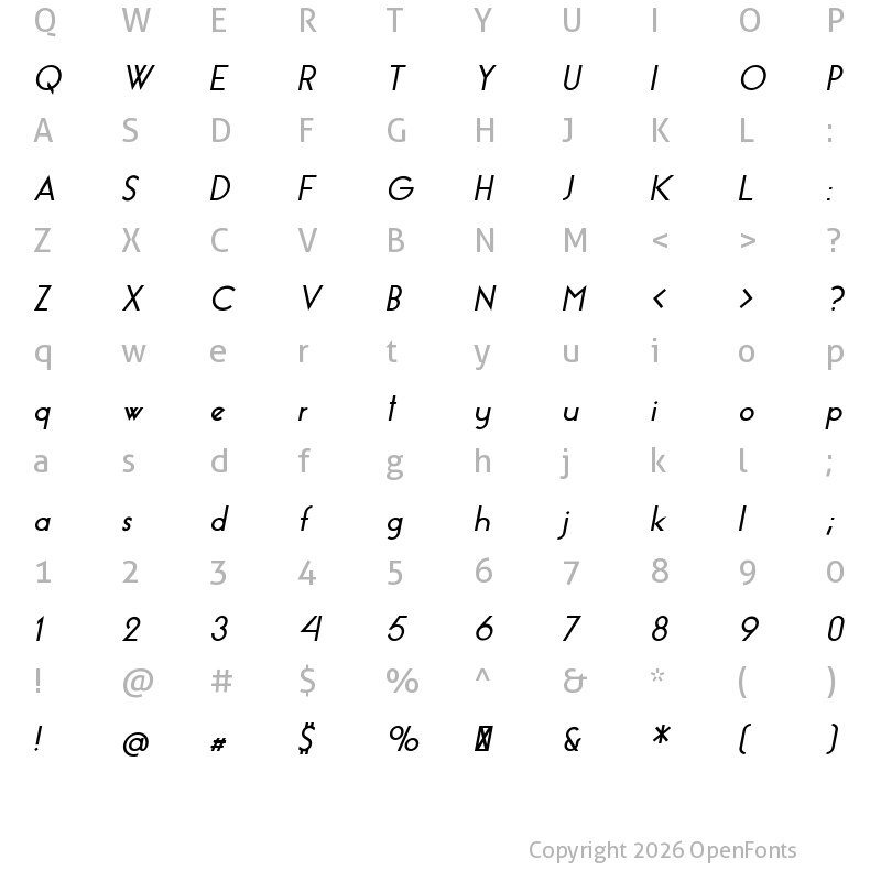 Character Map of Essence Sans Bold Italic