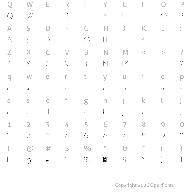 Character Map of Essence Sans Light