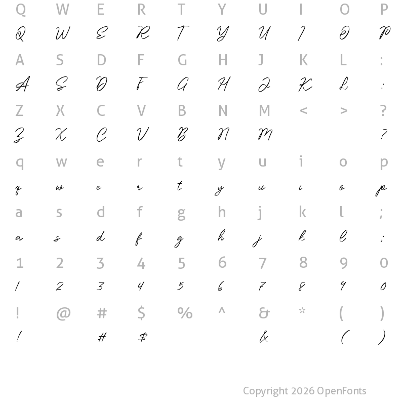 Character Map of Essperanza Regular