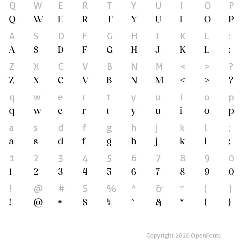 Character Map of esthetique Regular