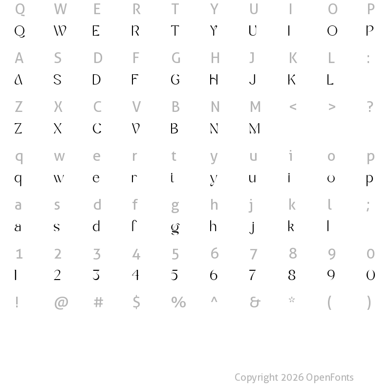 Character Map of Eulogy Demo Extra Light