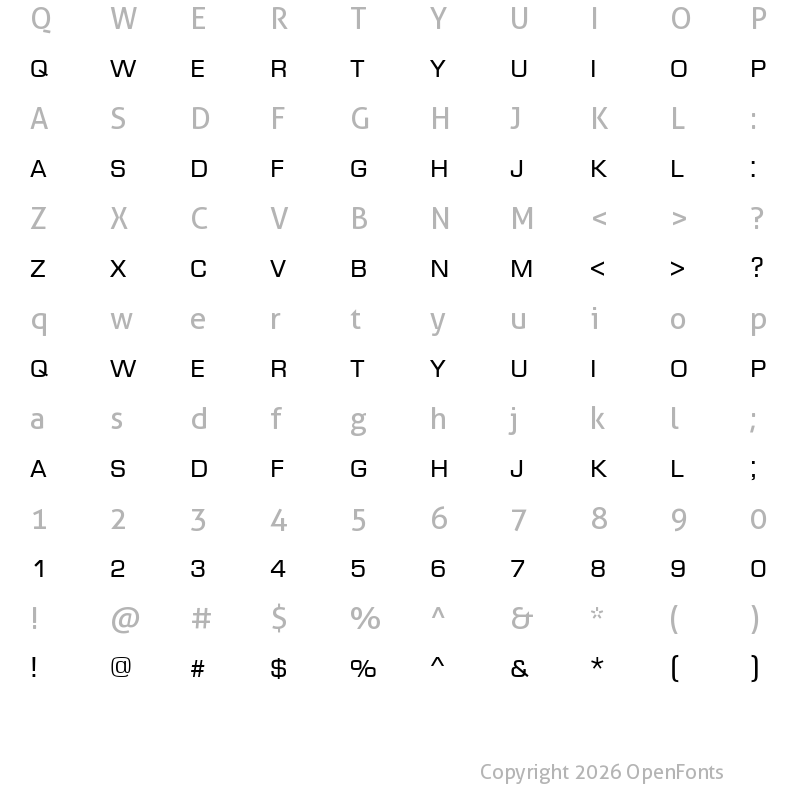 Character Map of Euro Caps Regular