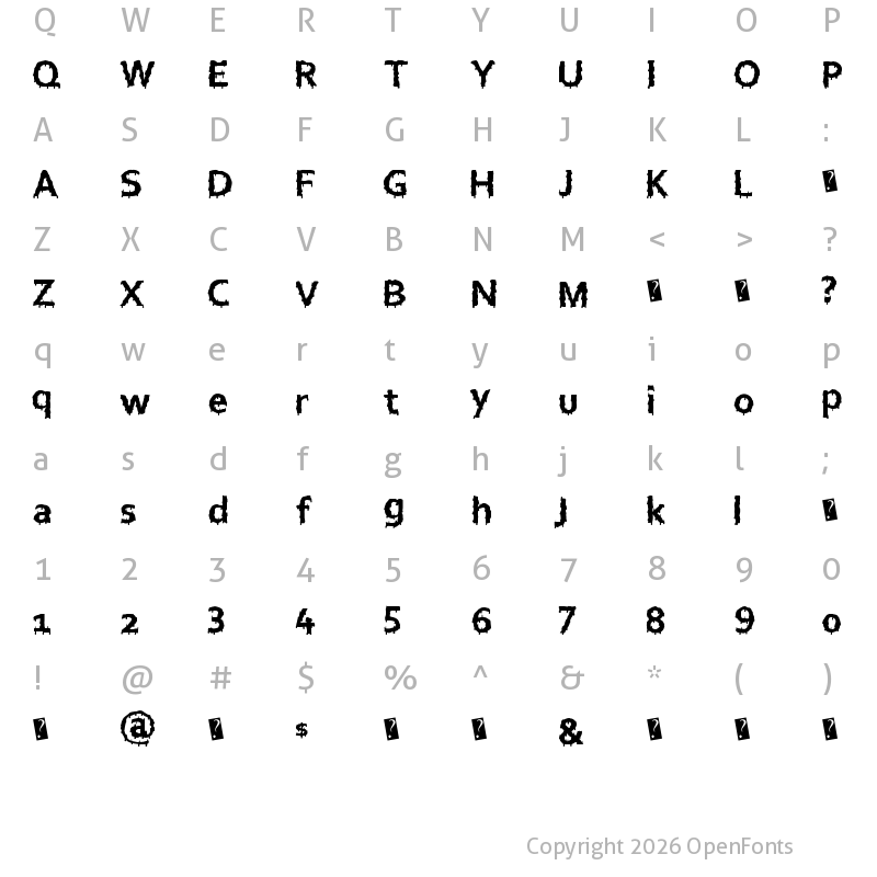 Character Map of EuroHorror Regular