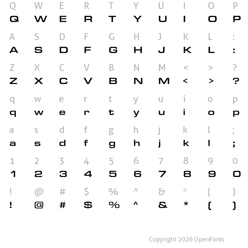 Character Map of Eurostile Extd Medium