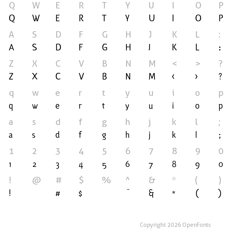 Character Map of EuteliaRegular EuteliaRegular