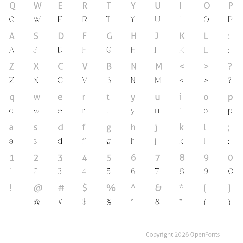 Character Map of Evafiya Regular