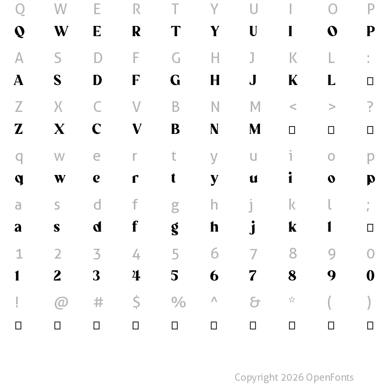 Character Map of EVAGR.5ANDE Regular
