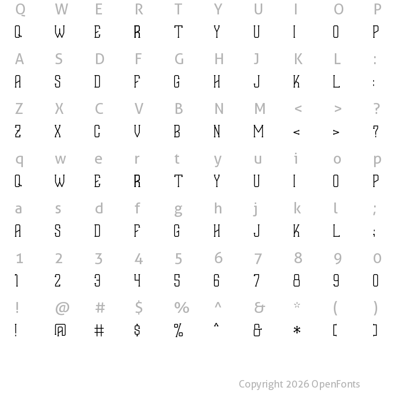 Character Map of EVALIA Regular
