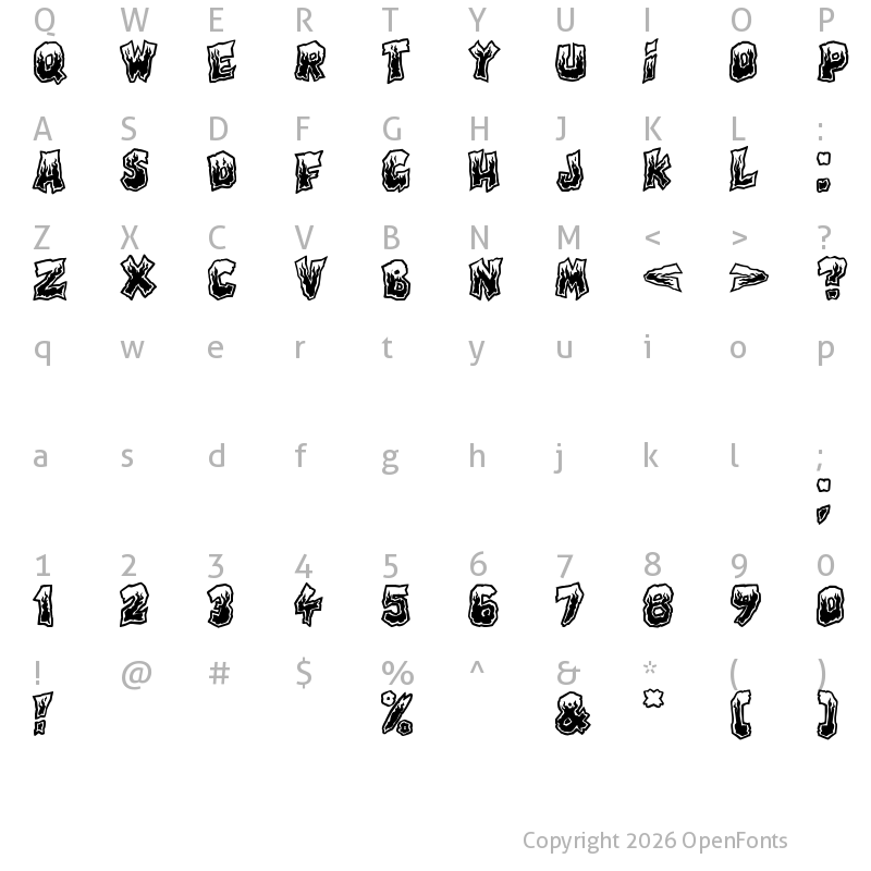 Character Map of Evil Highway Regular