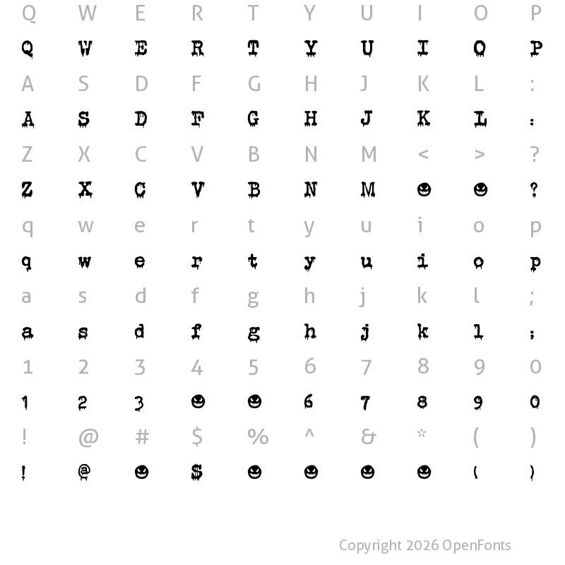 Character Map of Evil Laughter DEMO Regular
