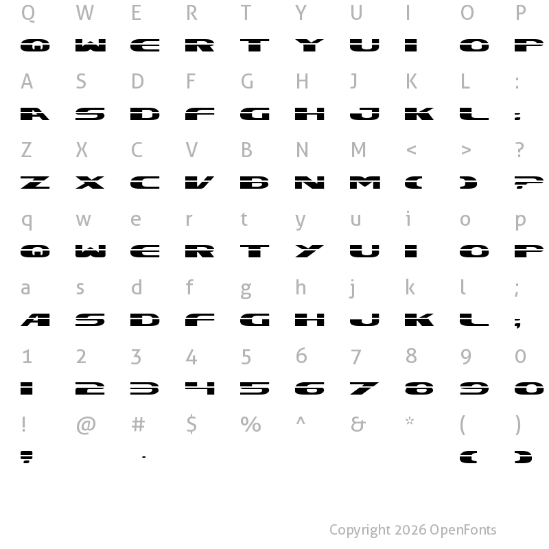Character Map of Excelerate Straight Expanded