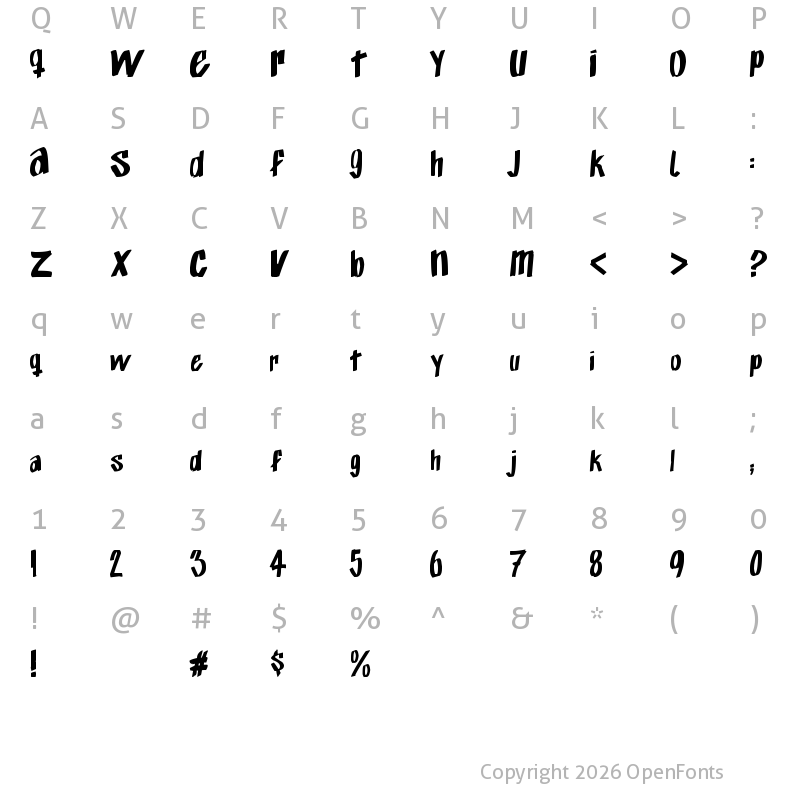 Character Map of Exito_Free_Hand Regular