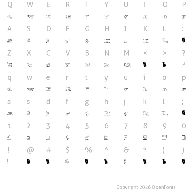 Character Map of ExplodedCapital Regular