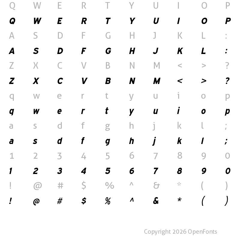 Character Map of Expressway ExtraBold Italic