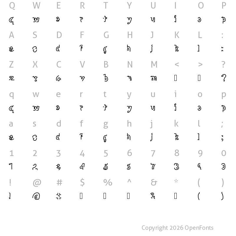 Character Map of extra preview Medium