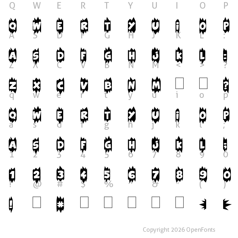 Character Map of Extra Sales Blank Regular