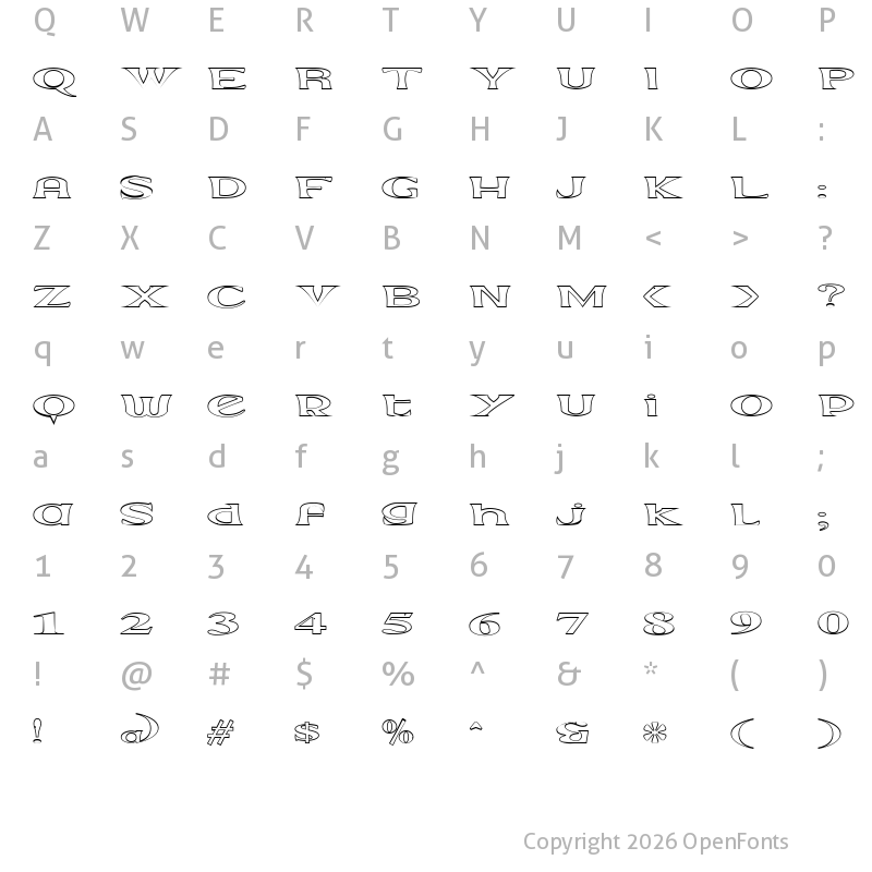Character Map of Extrano - Borde Regular