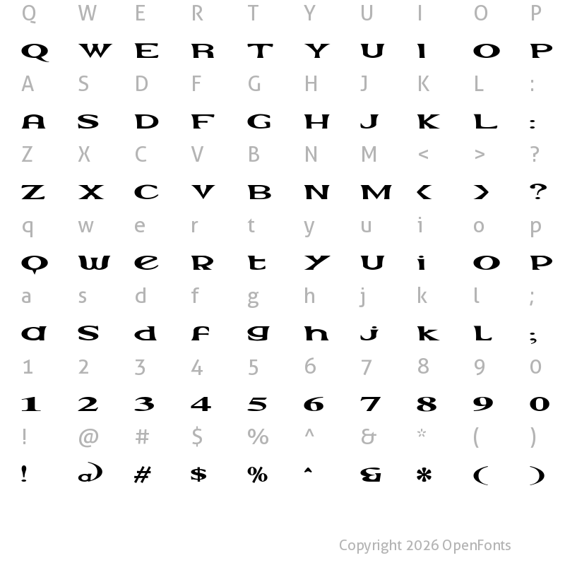 Character Map of Extrano Regular