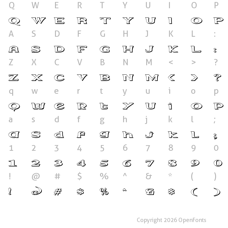 Character Map of Extrano - Sombra Regular