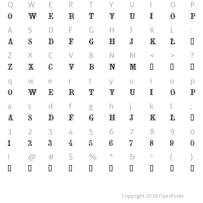 Character Map of ExtraOrnamentalNo2 Regular