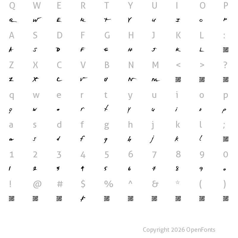 Character Map of ExtraZero Regular