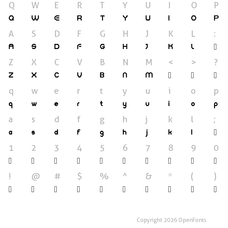 Character Map of EXXA GAME Regular