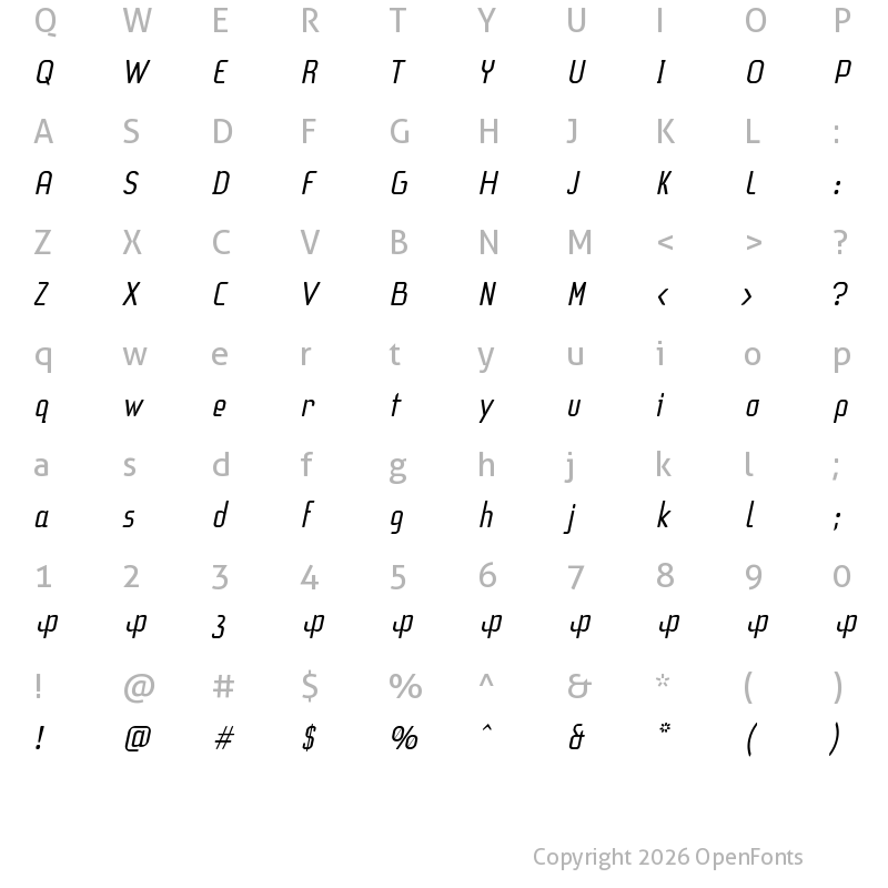 Character Map of f3 Secuencia round ffp Italic
