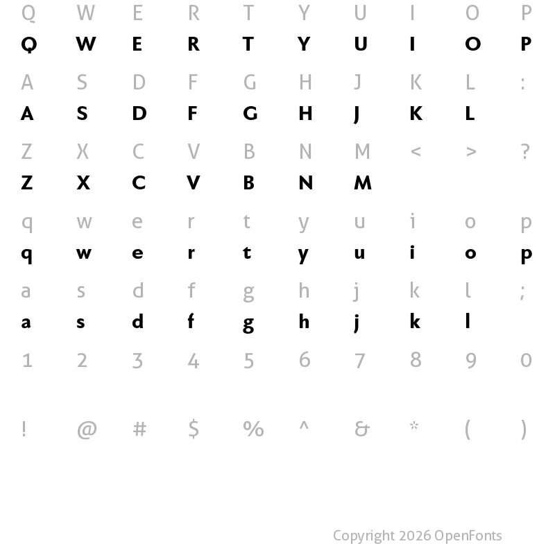 Character Map of Faber Sans Pro reduced 85 Schwer