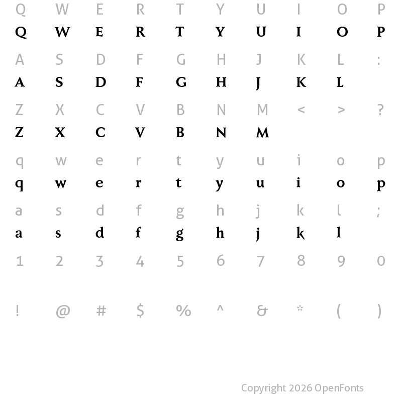 Character Map of Faber Serif Reduced 75 Halbfett