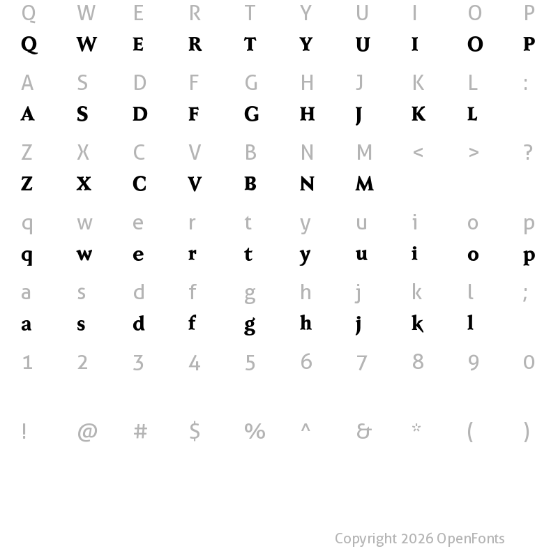 Character Map of Faber Serif Reduced 85 Schwer