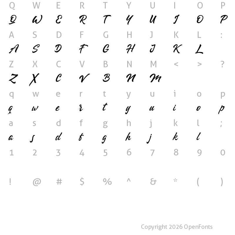 Character Map of Fabiana Regular