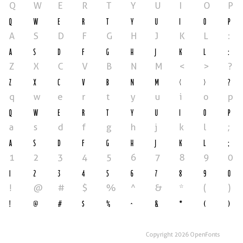 Character Map of Fabiola Capitals Regular