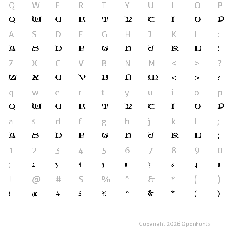 Character Map of Fabliaux Regular
