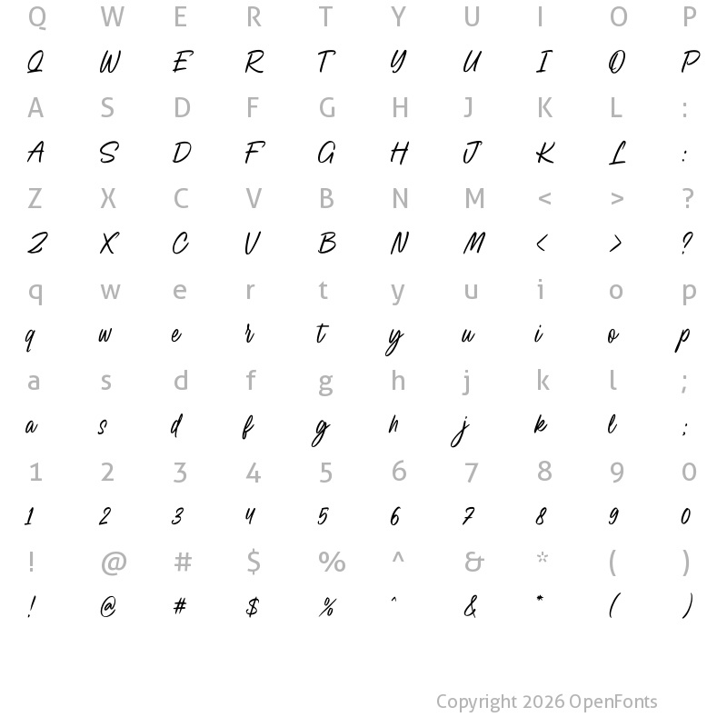Character Map of Fabulous Delight Regular