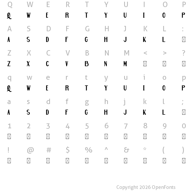 Character Map of Fabulouscity Demo Bold