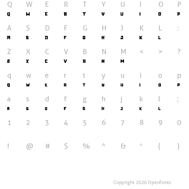 Character Map of Fackers Free Regular
