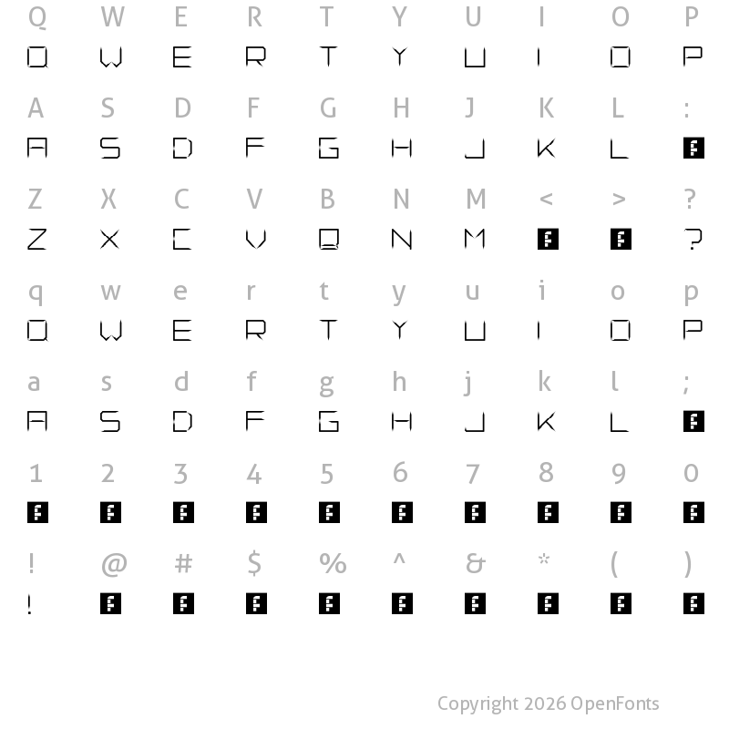 Character Map of Fade Away Regular