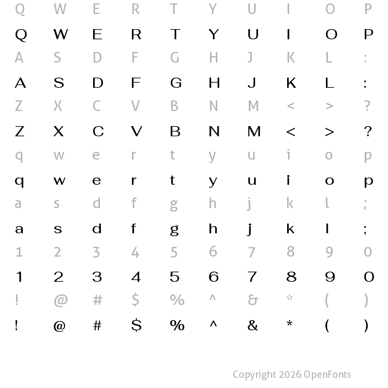Character Map of Fahkwang Medium
