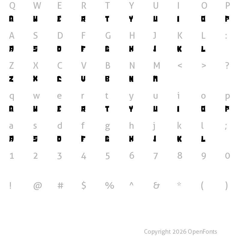 Character Map of Faint Book Regular