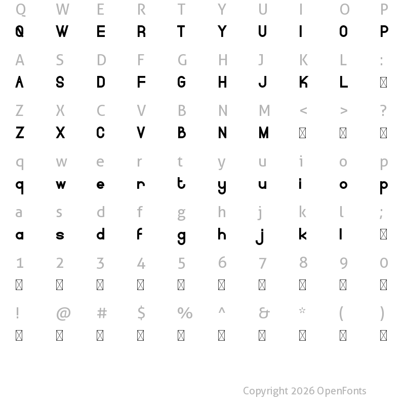 Character Map of Fairry Eastern Demo Serif Bold