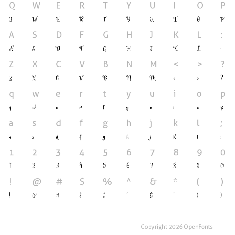Character Map of Fairy Mother Regular