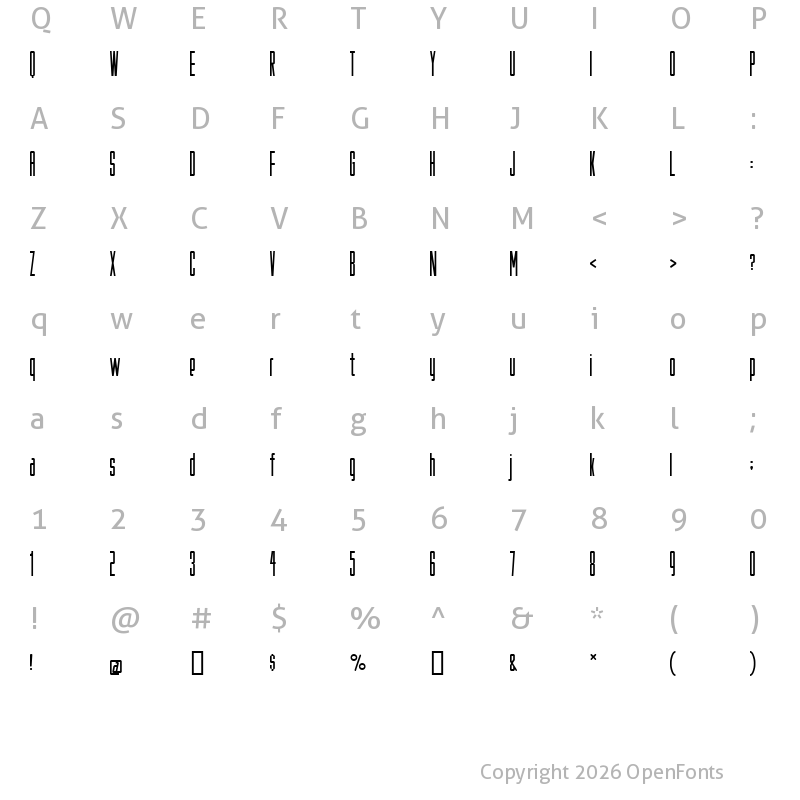 Character Map of Fake Plastic Regular